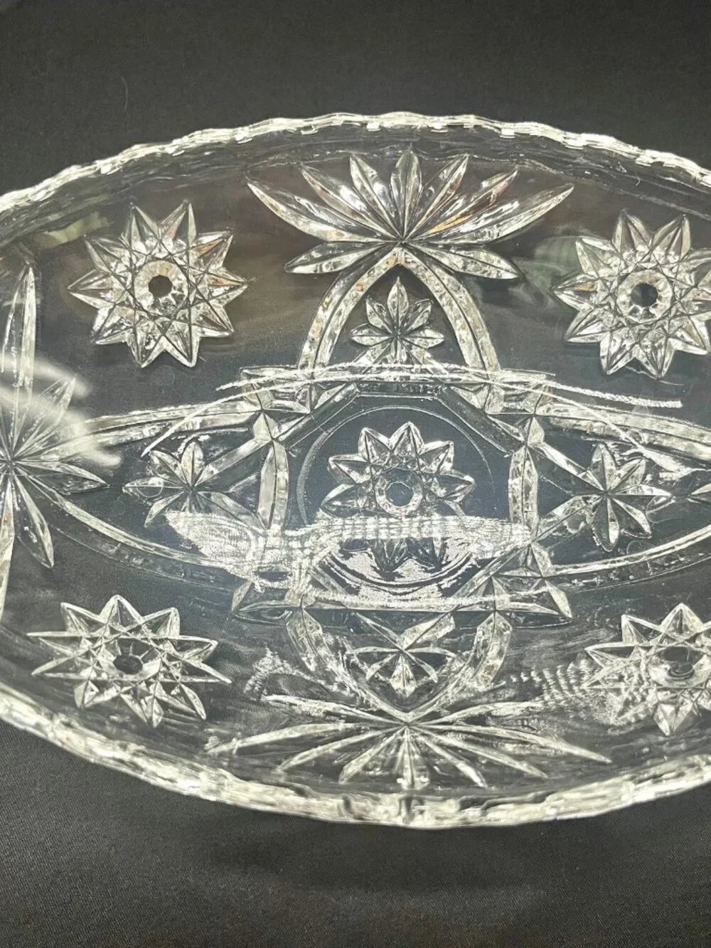 Vintage Anchor Hocking Clear Pressed Glass Oval Relish or Serving Dish